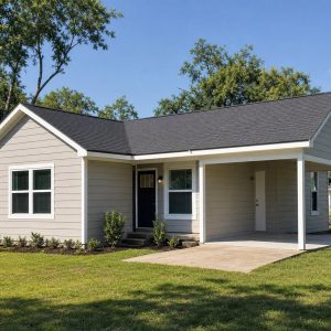 $142,625 Compact L-Shaped Small Ranch: 896-Sq.-Ft. Two-Bedroom Plan