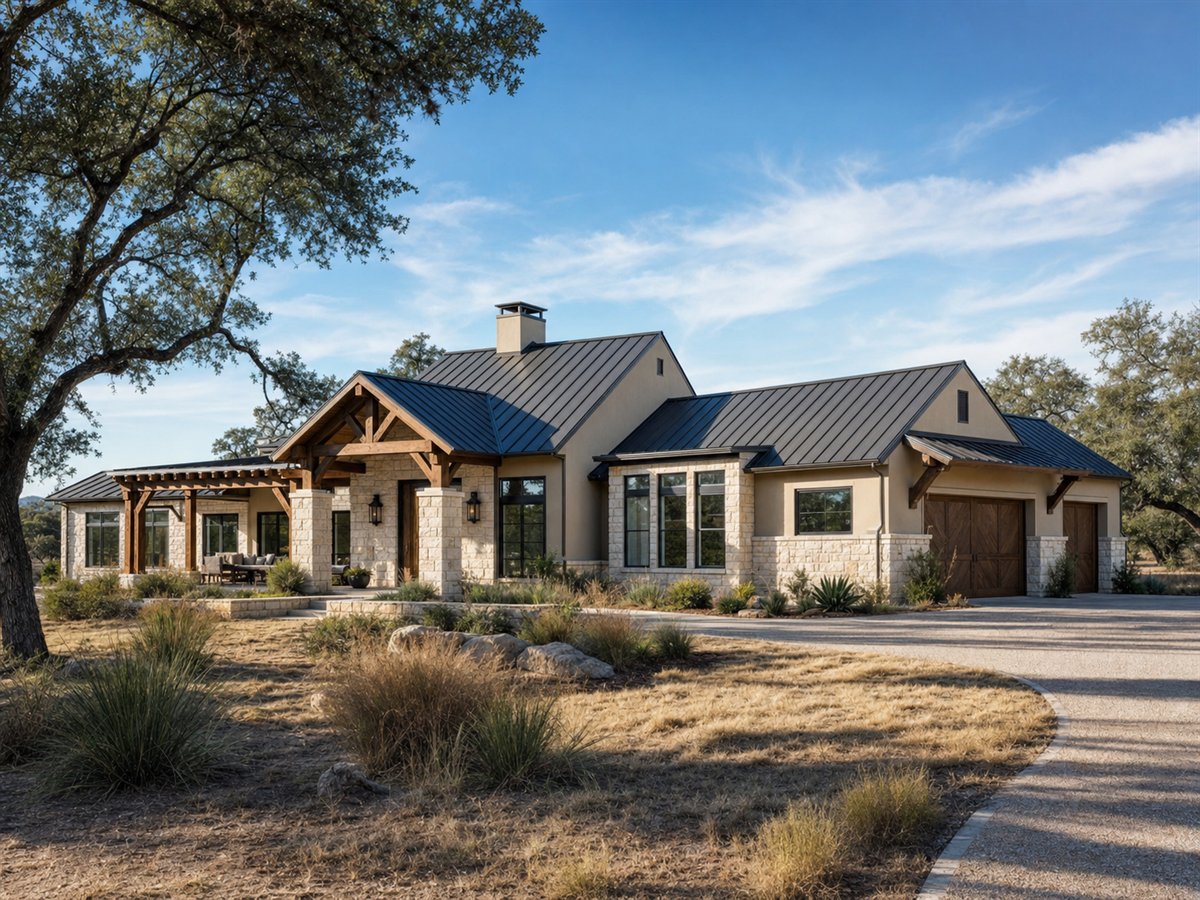 Canyon Oak House 2687, a conceptual 2687-square-foot Texas Hill Country custom home with a $543,750 construction target