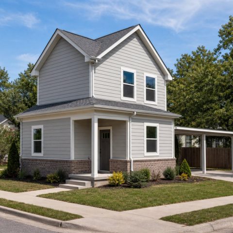 $143,625 Compact Side-Entry Small Cottage: 897-Sq.-Ft. Two-Bedroom Plan