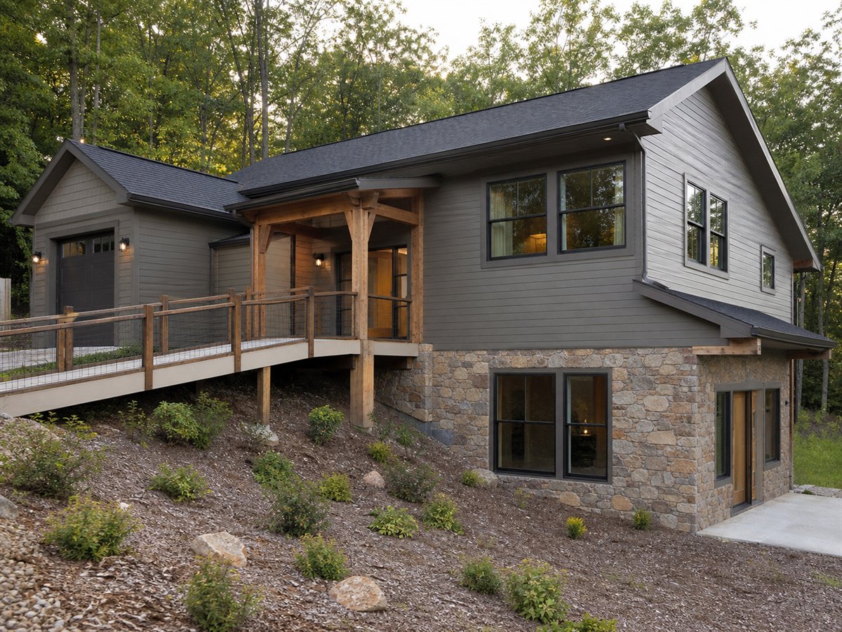 Canyon Walkout 1755, a conceptual 1755-square-foot walkout-hillside family home with a $301,250 construction target