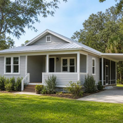 $147,625 Compact Screened-Porch Small Cottage: 932-Sq.-Ft. Two-Bedroom Plan