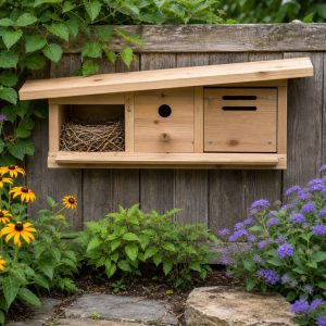 Robin Nesting Shelf With a Protective Roof