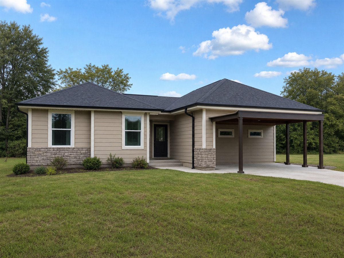 Kindred Small House 933, a conceptual 933-square-foot compact multigenerational home with a $148,625 construction target