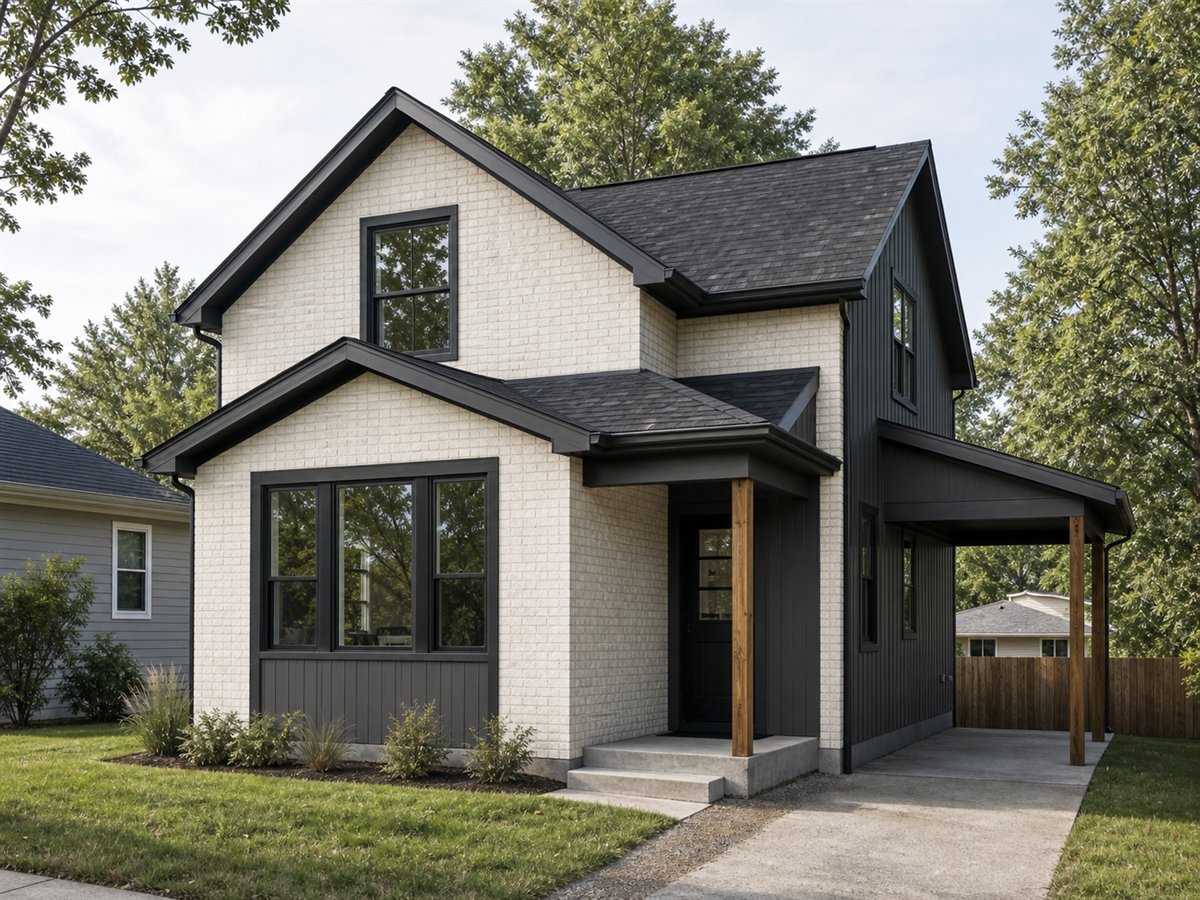 Studio Front Cottage 934, a conceptual 934-square-foot live-work small cottage with a $149,625 construction target
