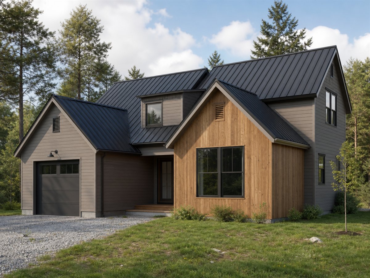 Three Peaks Modern 1795, a conceptual 1795-square-foot contemporary gable-cluster family home with a $311,250 construction target