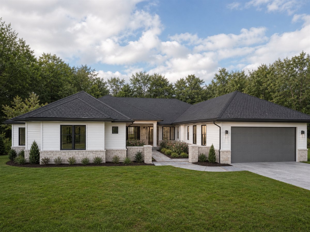 Maple Court Ranch 1805, a conceptual 1805-square-foot courtyard-entry family ranch with a $313,750 construction target