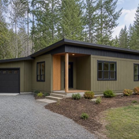 $151,625 Comfortable Shed-Roof Micro Home: 937-Sq.-Ft. Two-Bedroom Plan