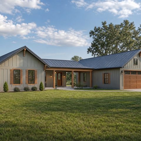 $316,250 Growing Modern Dogtrot-Inspired Family Home: 1,815-Sq.-Ft. Four-Bedroom Plan