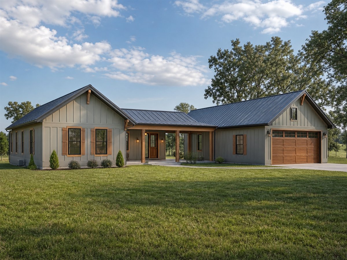 Breezeway House 1815, a conceptual 1815-square-foot modern dogtrot-inspired family home with a $316,250 construction target