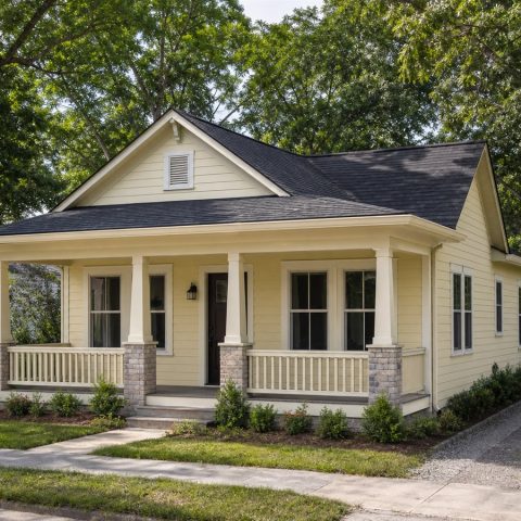 $155,625 Comfortable Front-Porch Starter Cottage: 972-Sq.-Ft. Two-Bedroom Plan