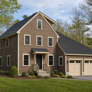 $326,250 Growing New England Saltbox-Inspired Family Home: 1,855-Sq.-Ft. Four-Bedroom Plan