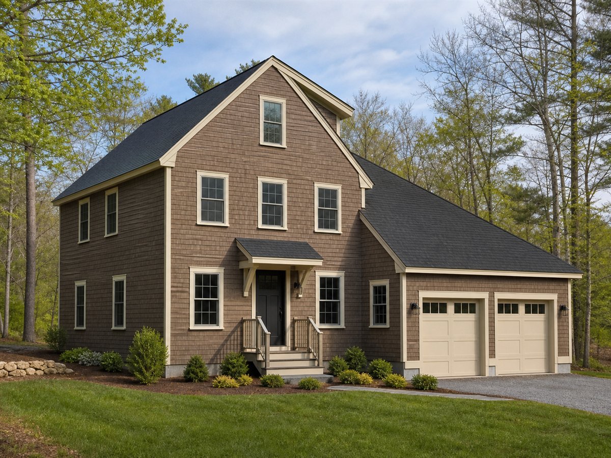 Cedar Saltbox 1855, a conceptual 1855-square-foot New England saltbox-inspired family home with a $326,250 construction target