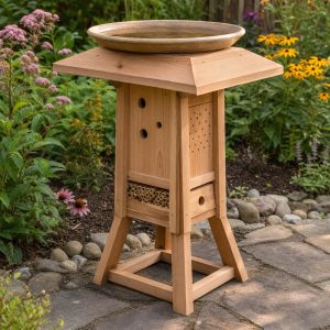 Birdbath Stand With a Removable Shallow Basin