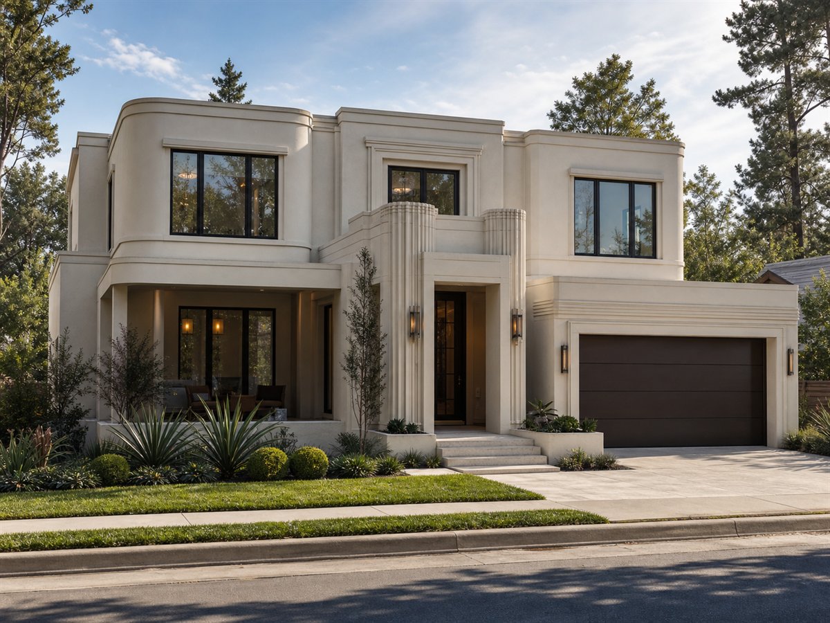 Deco Terrace 2847, a conceptual 2847-square-foot Art-Deco-inspired modern custom home with a $593,750 construction target