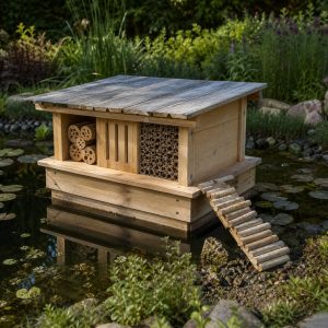 Floating Pond Wildlife Raft With a Rough Exit Ramp