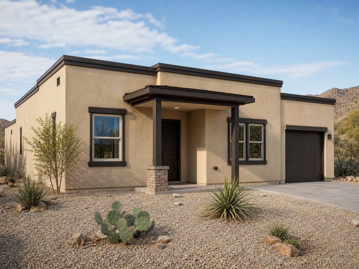 Saguaro Casita 1013, a conceptual 1013-square-foot desert small-home casita with a $164,625 construction target