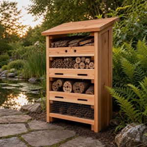 Garden Habitat Log Rack With Layered Refuges
