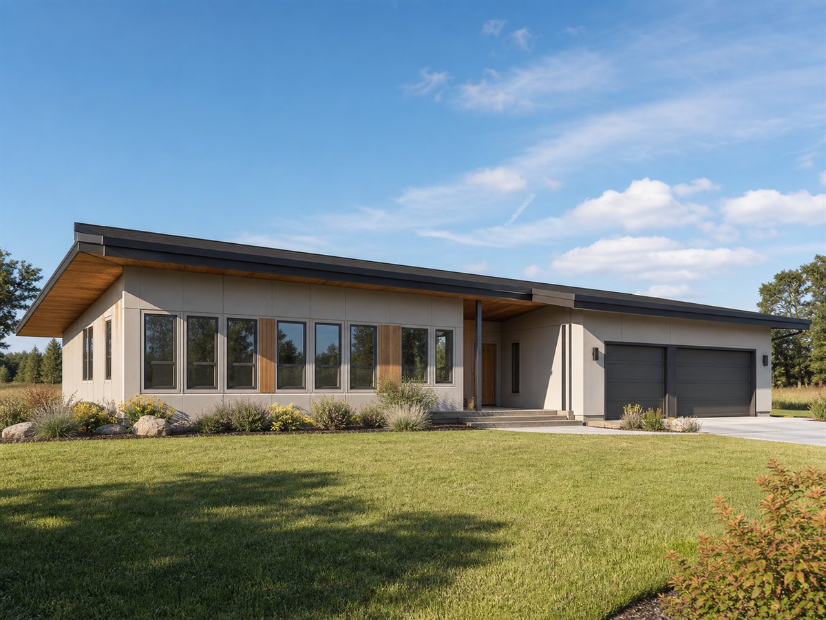 Sunpath House 1955, a conceptual 1955-square-foot passive-solar-inspired contemporary home with a $351,250 construction target