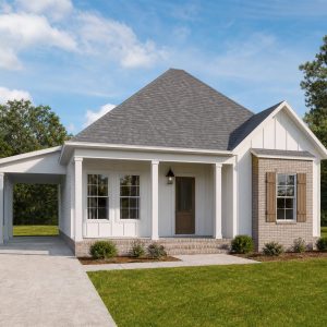 $169,625 Comfortable Small Acadian Cottage: 1,019-Sq.-Ft. Two-Bedroom Plan