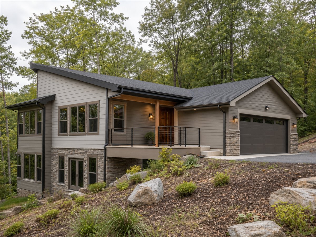 Canyon Walkout 2005, a conceptual 2005-square-foot walkout-hillside family home with a $363,750 construction target