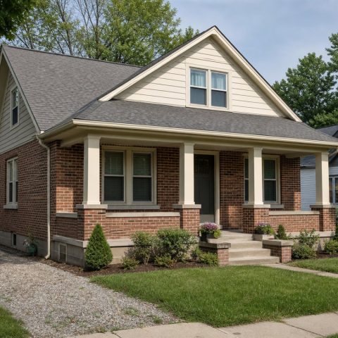 $171,625 Comfortable Brick-Accent Starter Bungalow: 1,052-Sq.-Ft. Two-Bedroom Plan