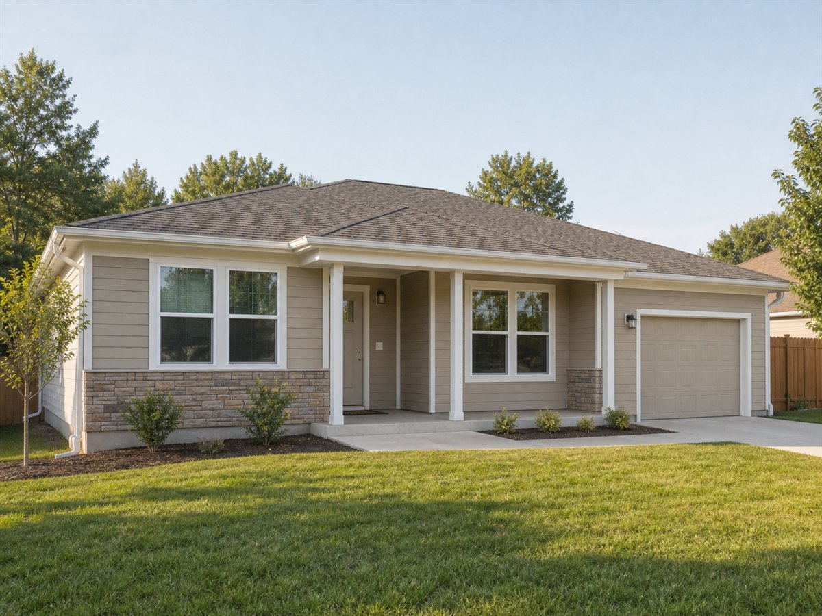 Easy Path Ranch 1053, a conceptual 1053-square-foot accessible small ranch with a $172,625 construction target
