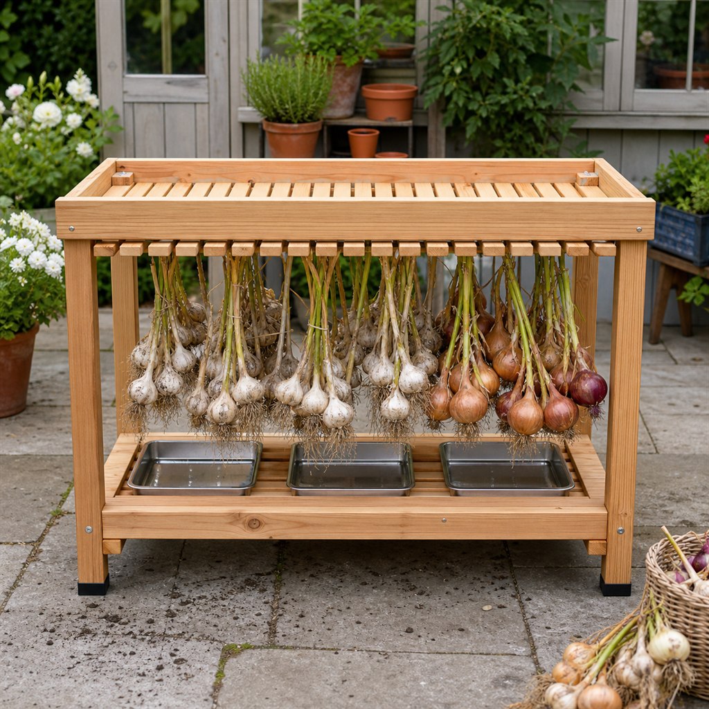 Garlic and Onion Drying Rack With Hanging Slats