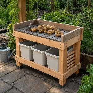 Potato Sorting Bench With Three Collection Bins