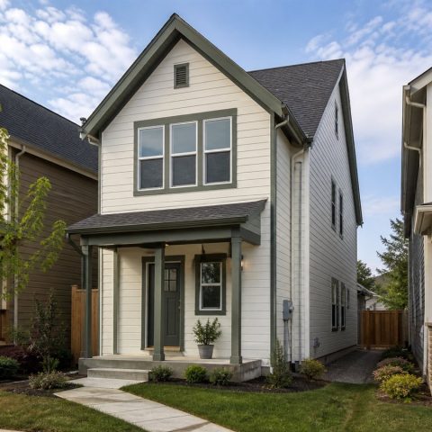 $174,625 Comfortable Narrow-Lot Small Cottage: 1,056-Sq.-Ft. Two-Bedroom Plan