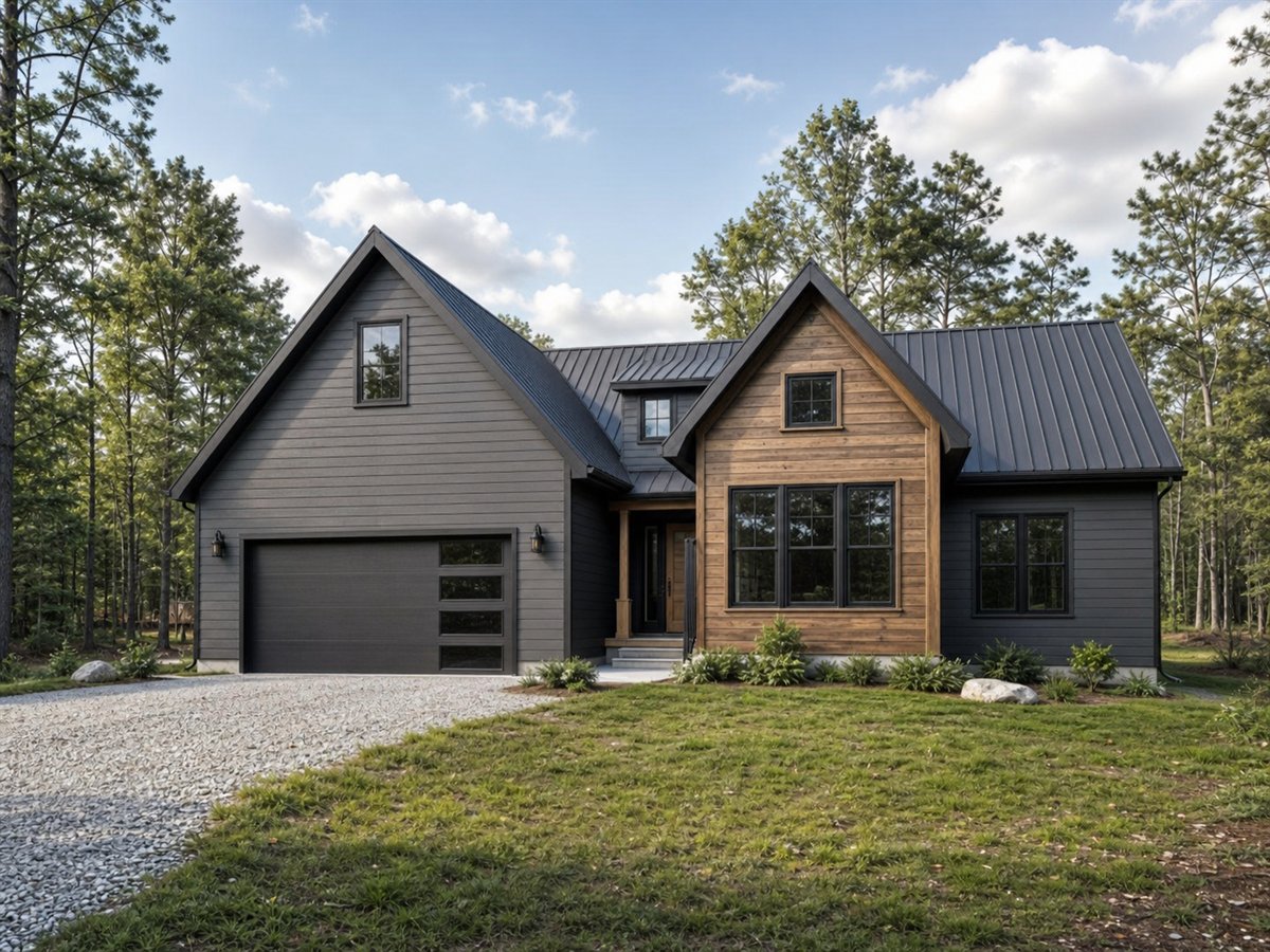 Three Peaks Modern 2045, a conceptual 2045-square-foot contemporary gable-cluster family home with a $373,750 construction target