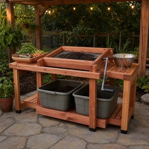 Compact Garden Compost Sifter With a Crank Frame