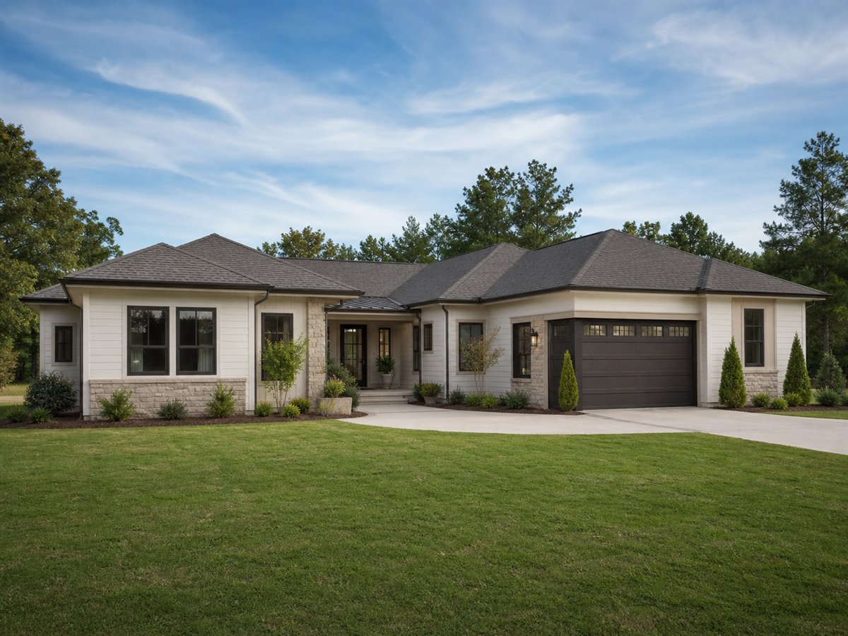 Maple Court Ranch 2055, a conceptual 2055-square-foot courtyard-entry family ranch with a $376,250 construction target