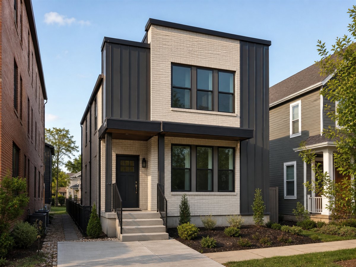 City Nook House 1058, a conceptual 1058-square-foot urban infill compact home with a $176,625 construction target