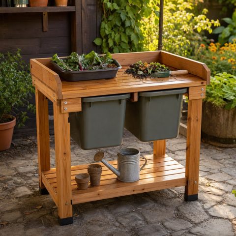 Countertop-Height Compost Transfer Table