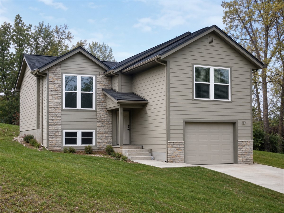 Clearview Compact 1092, a conceptual 1092-square-foot compact split-level home with a $179,625 construction target