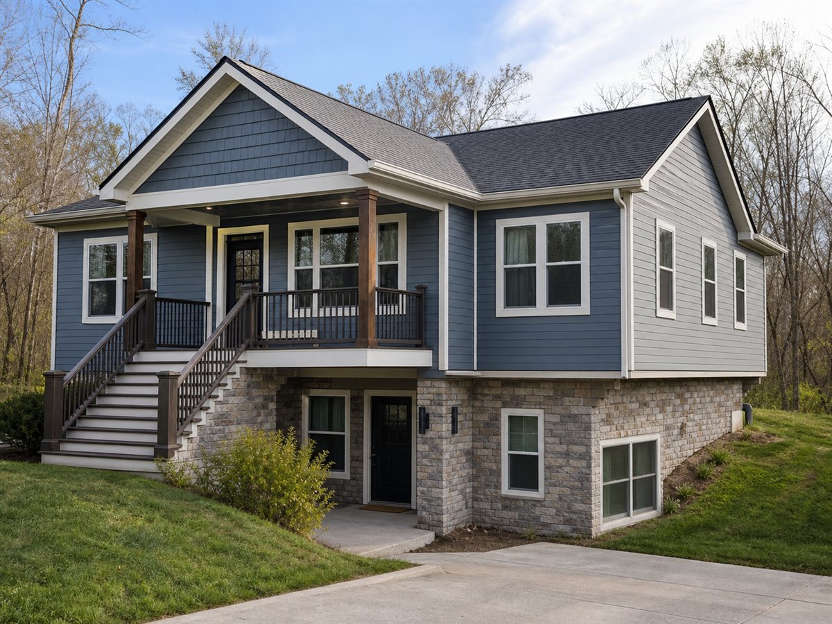 Daylight Nook 1093, a conceptual 1093-square-foot daylight-basement cottage with a $180,625 construction target
