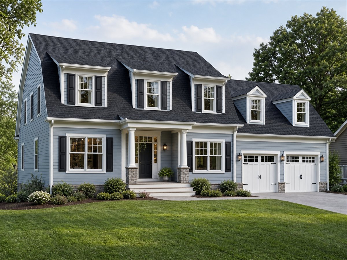 Hudson Gambrel 2115, a conceptual 2115-square-foot Dutch Colonial family home with a $391,250 construction target