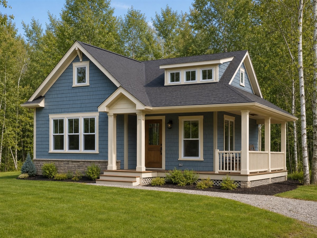 Birch Field Cottage 1097, a conceptual 1097-square-foot Great Lakes-region small cottage with a $183,625 construction target