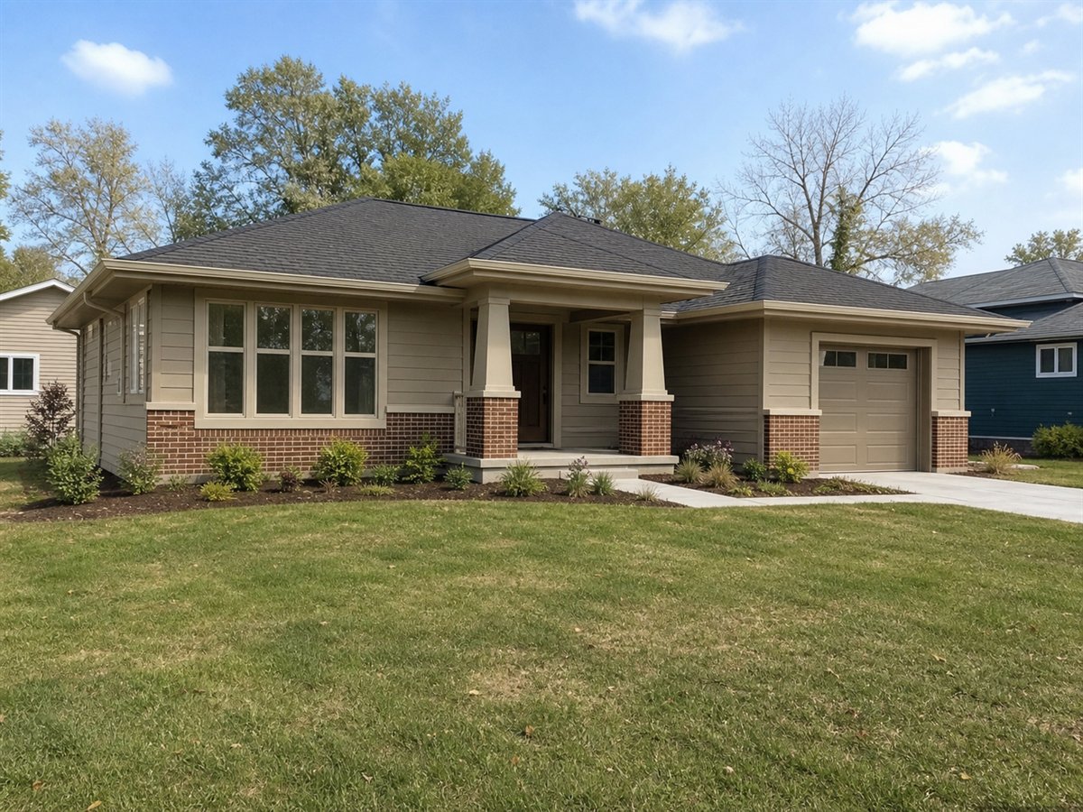 Prairie Nook 1099, a conceptual 1099-square-foot Prairie-inspired small cottage with a $185,625 construction target