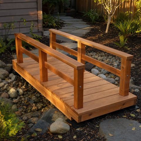 Low Footbridge With Twin Handrails for a Dry Creek