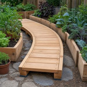 Curved Garden Boardwalk Built From Short Straight Modules