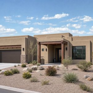 $408,750 Adaptable Pueblo-Modern Family Home: 2,185-Sq.-Ft. Four-Bedroom Plan