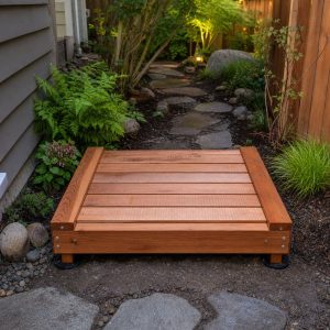 Cedar Stepping Platforms for a Muddy Side Yard