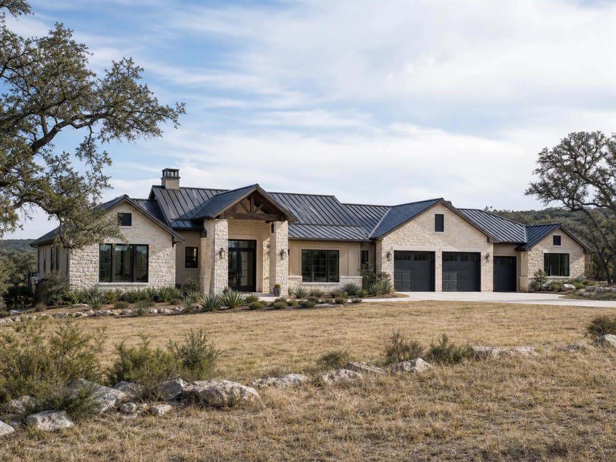 Canyon Oak House 3087, a conceptual 3087-square-foot Texas Hill Country custom home with a $668,750 construction target