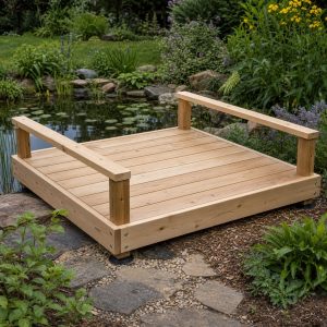 Low Viewing Deck Beside a Small Wildlife Pond