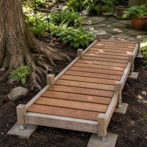 Tree-Root Protection Walkway With Adjustable Feet