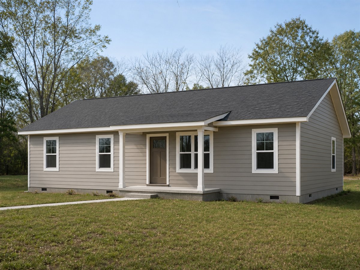 Crosswind 1160, a conceptual 1160-square-foot simple split-bedroom small home with a $195,000 construction target