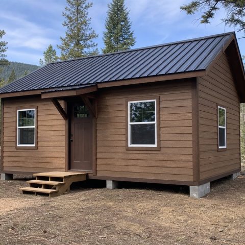 $42,400 Mountain Tiny Cabin: 430-Sq.-Ft. Loft-and-Bedroom Plan