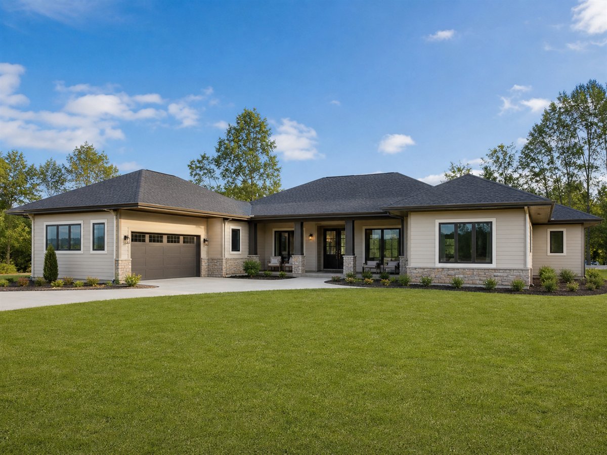 Two Oaks Family House 2245, a conceptual 2245-square-foot dual-wing multigenerational family home with a $423,750 construction target
