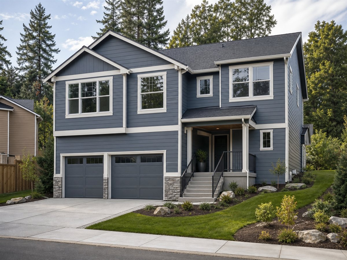 Overlook Garage House 2265, a conceptual 2265-square-foot garage-under two-story family home with a $428,750 construction target